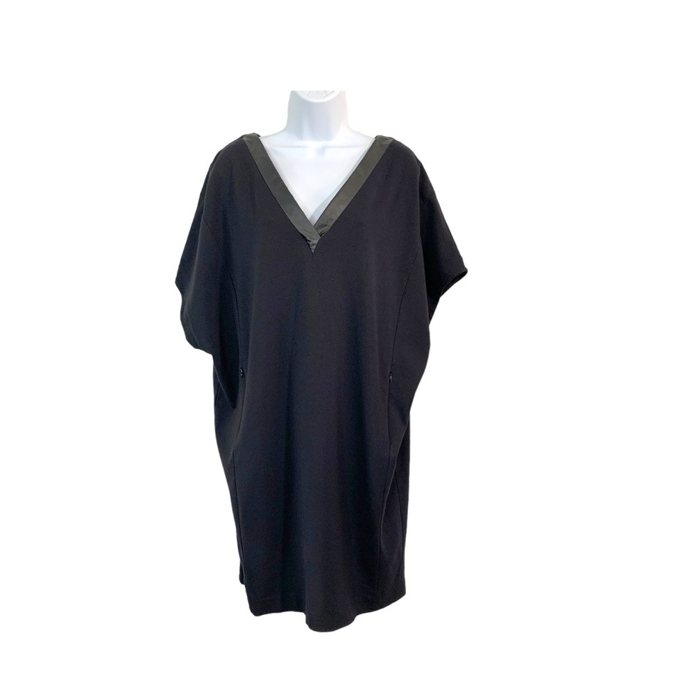 LANE BRYANT Faux Leather Trim Shift Dress w/ Pockets Sz 14/16